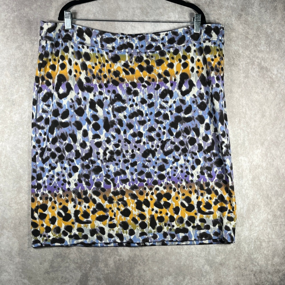 Lord & Taylor Pencil Skirt Womens Size 18W Multicolor Leopard Career Office Work